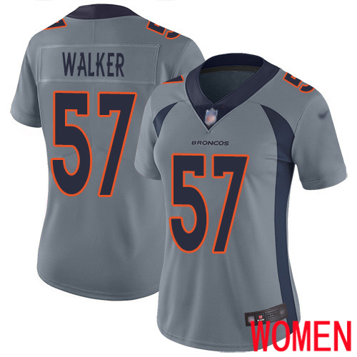 Women Denver Broncos #57 Demarcus Walker Limited Silver Inverted Legend Football NFL Jersey
